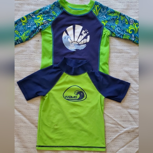 Kids Swim Shirt Set - Neon Green & Blue SPF Lot Of 2 Size 3T Bundle Pool Beach - Picture 4 of 4